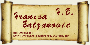 Hraniša Balzamović vizit kartica
